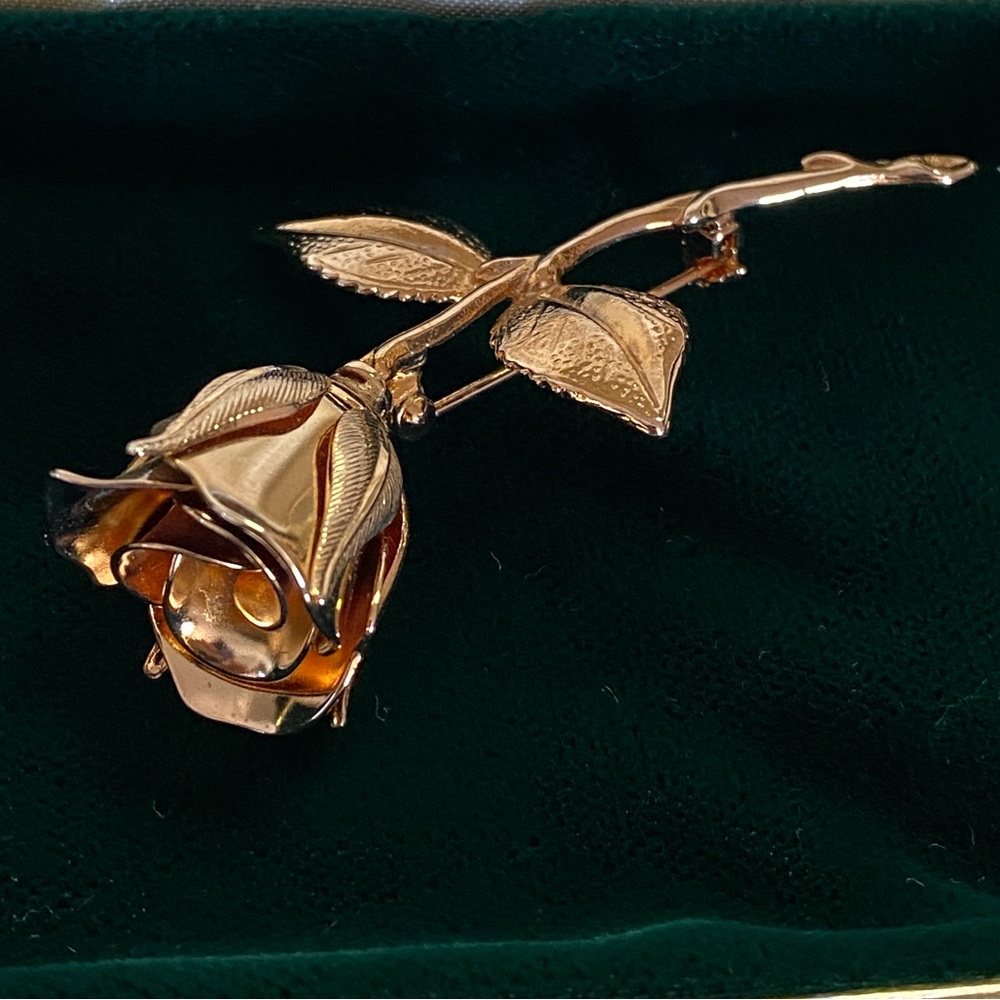 Gold Plated Vintage Rose Brooch